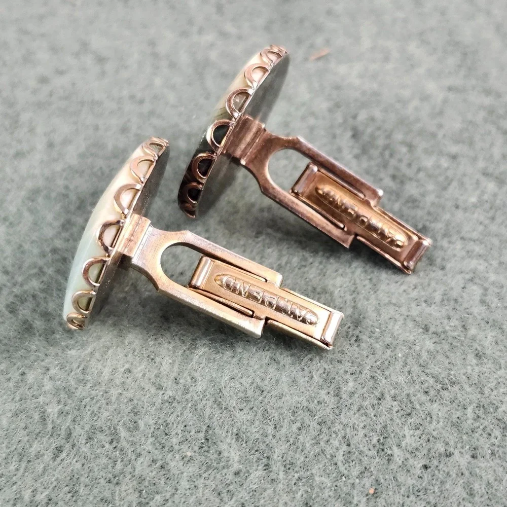 Vintage Gold Tone Blue Agate Stone Chunky Cuff Links Cufflinks